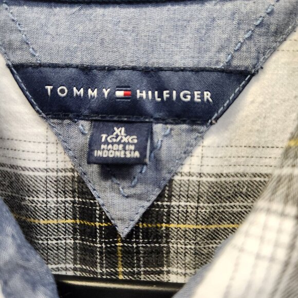 Tommy Hilfiger Women's XL Roll-Tab Sleeve 3/4 Button Plaid Pullover Top 2249 - Picture 6 of 10